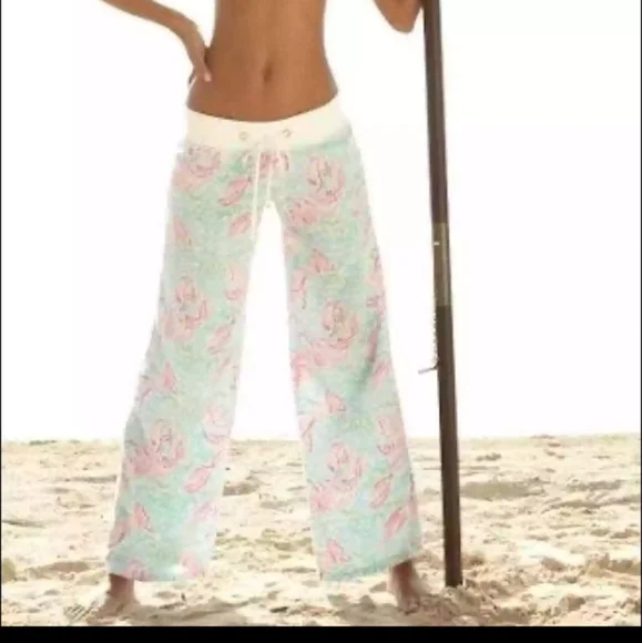 NWT Lilly Pulitzer Spa Blue Lobstah Beach Pants XL 🦞🦀🦞🦀🦞 - Picture 2 of 10
